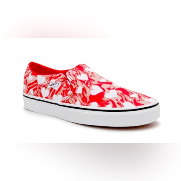 VANS ASHER MARBLE HEARTS RED - Picture 1 of 11